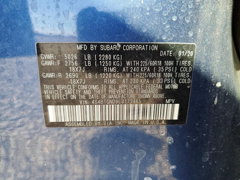Aukcja sprzedaży 2020 Subaru Outback, vin: 4S4BTGND9L3172465, numer aukcji: 67910026