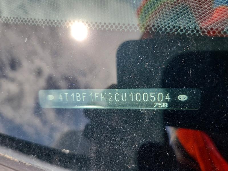 68057006 :رقم المزاد ، 4T1BF1FK2CU100504 vin ، 2012 Toyota Camry مزاد بيع
