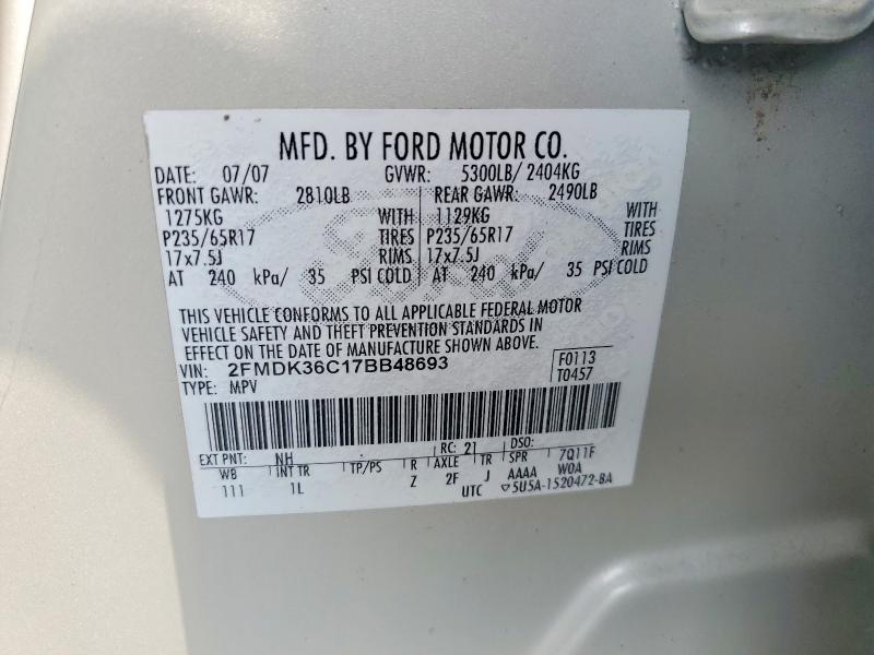 69056676 :رقم المزاد ، 2FMDK36C17BB48693 vin ، 2007 Ford Edge مزاد بيع