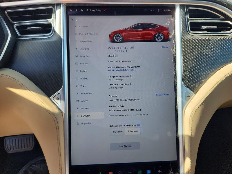 67878566 :رقم المزاد ، 5YJSA1E21HF178857 vin ، 2017 Tesla Model S مزاد بيع