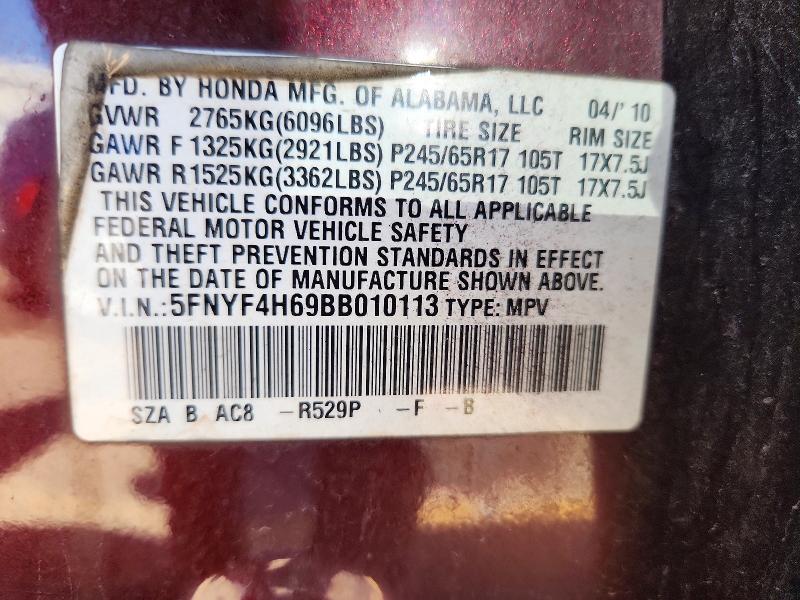 Продаж на аукціоні авто 2011 Honda Pilot, vin: 5FNYF4H69BB010113, номер лоту: 68101486