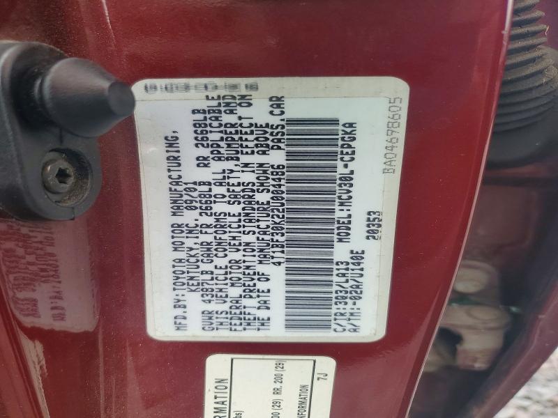 Продаж на аукціоні авто 2002 Toyota Camry, vin: 4T1BF30K22U004486, номер лоту: 68695346