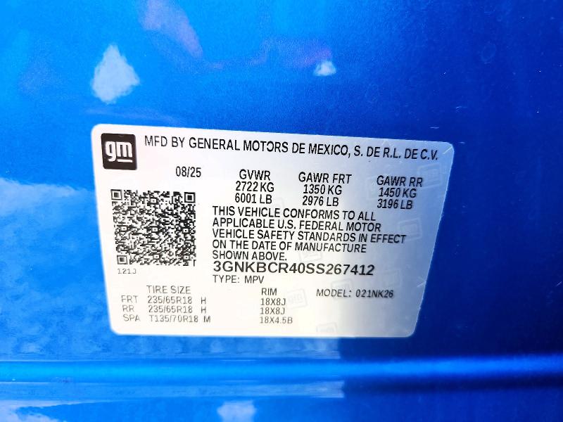 Продажа на аукционе авто 2025 Chevrolet Blazer, vin: 3GNKBCR40SS267412, номер лота: 69740456