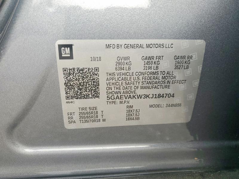 2019 Buick Enclave მანქანა იყიდება აუქციონზე, vin: 5GAEVAKW3KJ184704, აუქციონის ნომერი: 68413936