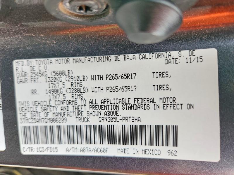 2016 Toyota Tacoma მანქანა იყიდება აუქციონზე, vin: 3TMCZ5AN7GM008209, აუქციონის ნომერი: 69197586