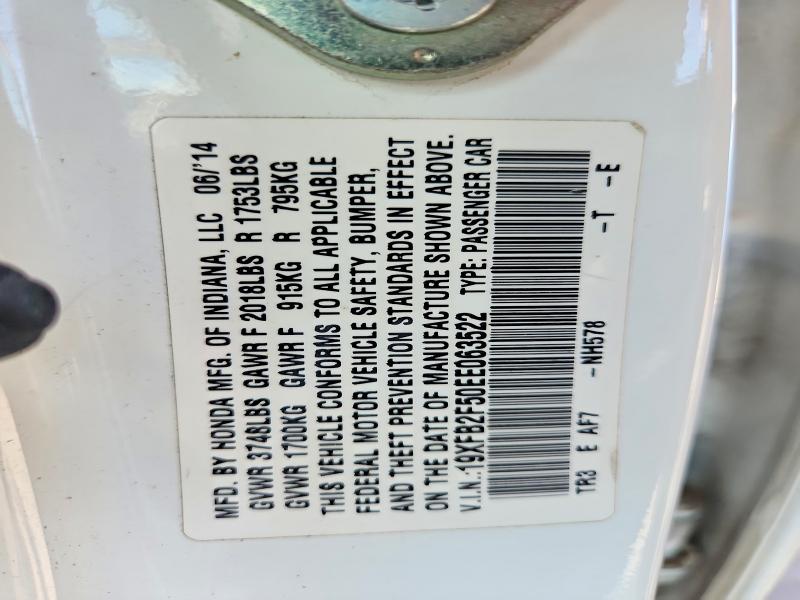 Продаж на аукціоні авто 2014 Honda Civic, vin: 19XFB2F50EE063522, номер лоту: 68761836