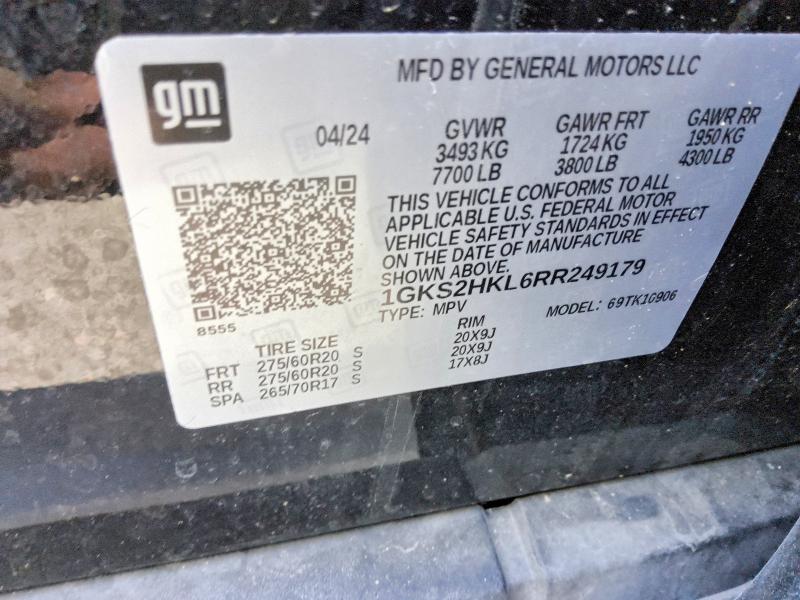 2024 Gmc Yukon Xl მანქანა იყიდება აუქციონზე, vin: 1GKS2HKL6RR249179, აუქციონის ნომერი: 69907496