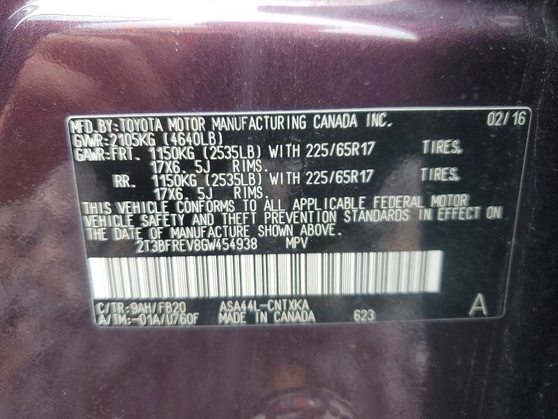 Продаж на аукціоні авто 2016 Toyota Rav4, vin: 2T3BFREV8GW454938, номер лоту: 70327086