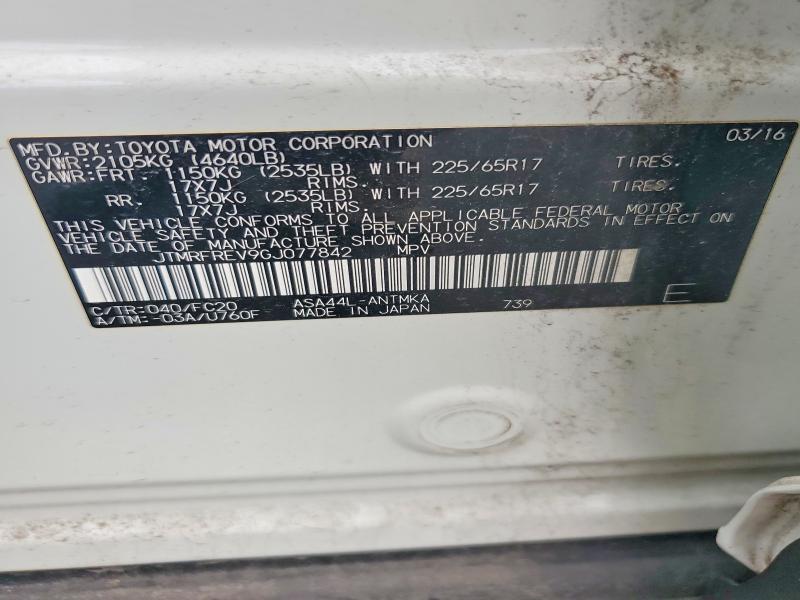 Aukcja sprzedaży 2016 Toyota Rav4, vin: JTMRFREV9GJ077842, numer aukcji: 68693846