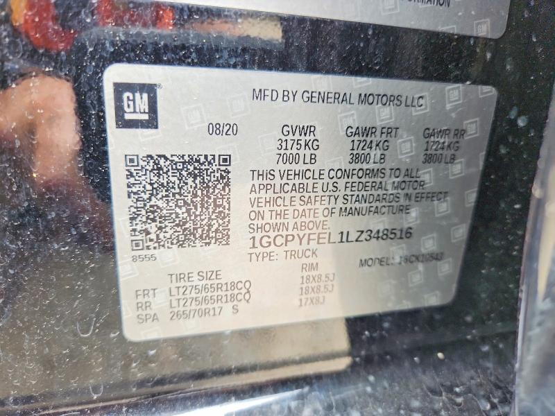 2020 Chevrolet Silverado მანქანა იყიდება აუქციონზე, vin: 1GCPYFEL1LZ348516, აუქციონის ნომერი: 69068606