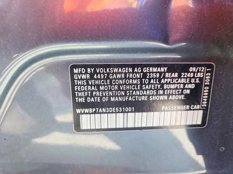 Aukcja sprzedaży 2013 Volkswagen Cc, vin: WVWBP7AN3DE531001, numer aukcji: 70816956