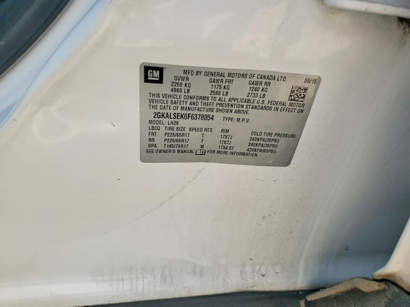 2015 Gmc Terrain მანქანა იყიდება აუქციონზე, vin: 2GKALSEK6F6378054, აუქციონის ნომერი: 66115976