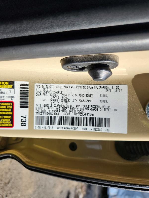 2017 Toyota Tacoma მანქანა იყიდება აუქციონზე, vin: 3TMCZ5AN3HM120264, აუქციონის ნომერი: 68654606