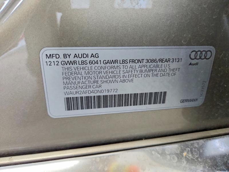Aukcja sprzedaży 2013 Audi A8, vin: WAUR2AFD4DN019772, numer aukcji: 67711296