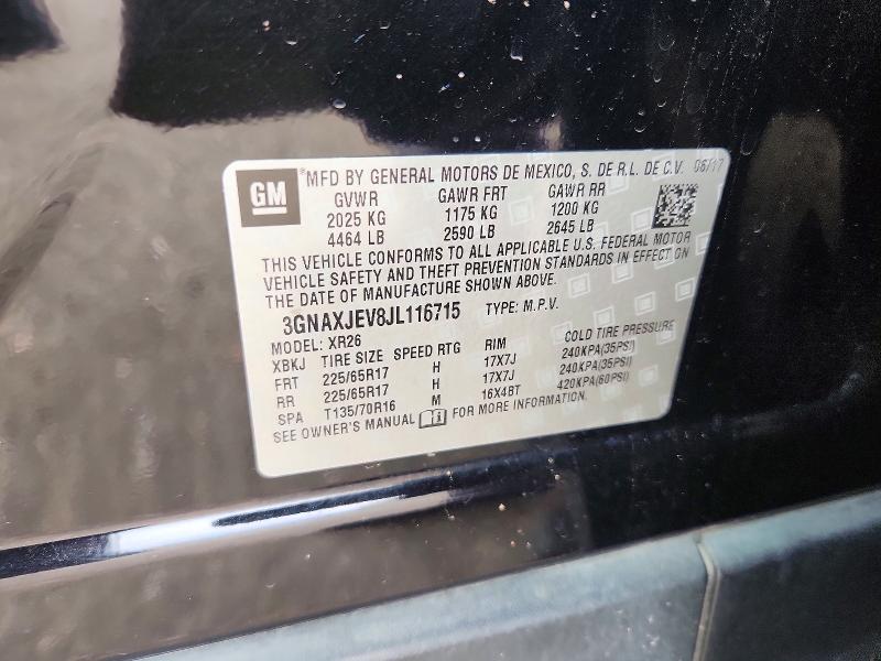 Auction sale of the 2018 Chevrolet Equinox, vin: 3GNAXJEV8JL116715, lot number: 68099146
