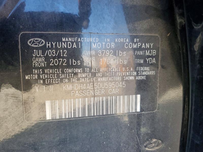 70811156 :رقم المزاد ، KMHDH4AE5DU595045 vin ، 2013 Hyundai Elantra مزاد بيع