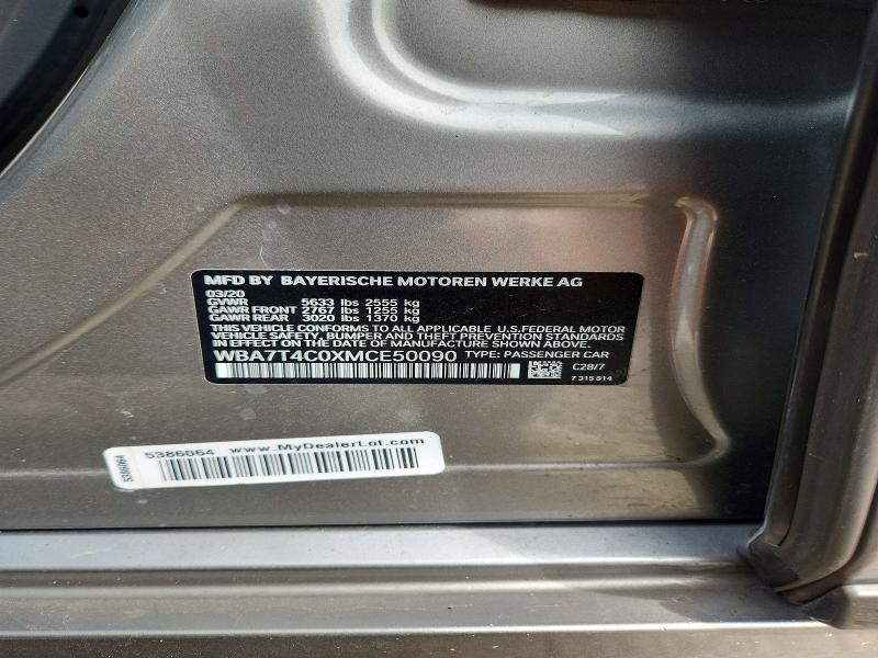 70487066 :رقم المزاد ، WBA7T4C0XMCE50090 vin ، 2021 Bmw 740 مزاد بيع