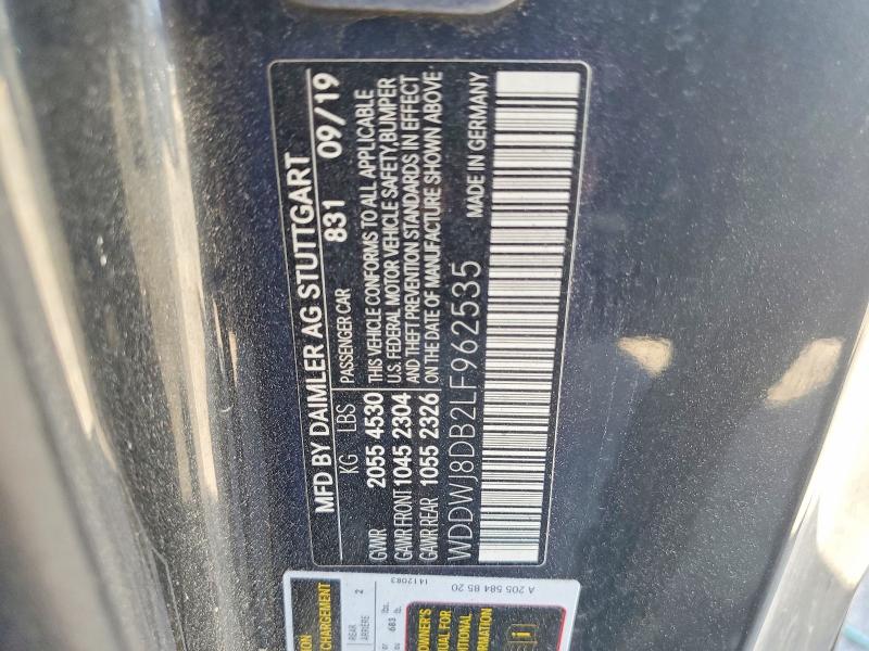 Aukcja sprzedaży 2020 Mercedes-benz C, vin: WDDWJ8DB2LF962535, numer aukcji: 68722366