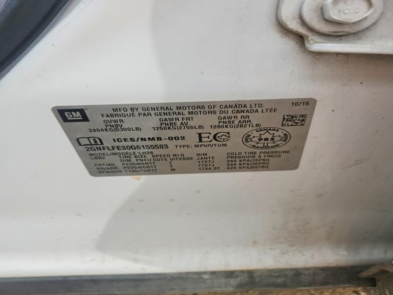 Aukcja sprzedaży 2016 Chevrolet Equinox, vin: 2GNFLFE30G6155583, numer aukcji: 70089326