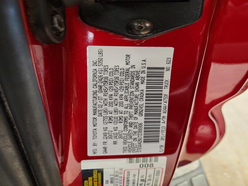 70795046 :رقم المزاد ، 5TEUU42N17Z388906 vin ، 2007 Toyota Tacoma مزاد بيع