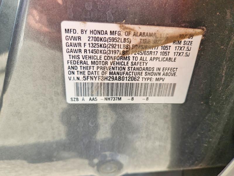 Aukcja sprzedaży 2010 Honda Pilot, vin: 5FNYF3H29AB012062, numer aukcji: 69813206