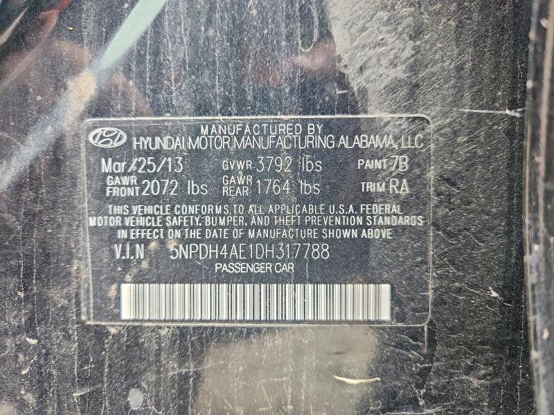Aukcja sprzedaży 2013 Hyundai Elantra, vin: 5NPDH4AE1DH317788, numer aukcji: 68969346