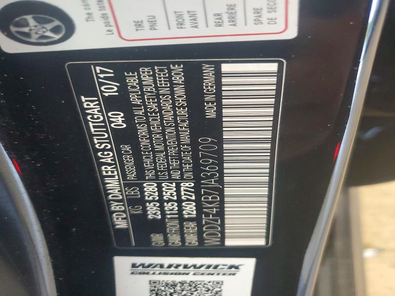 69104666 :رقم المزاد ، WDDZF4KB7JA369709 vin ، 2018 Mercedes-benz E مزاد بيع
