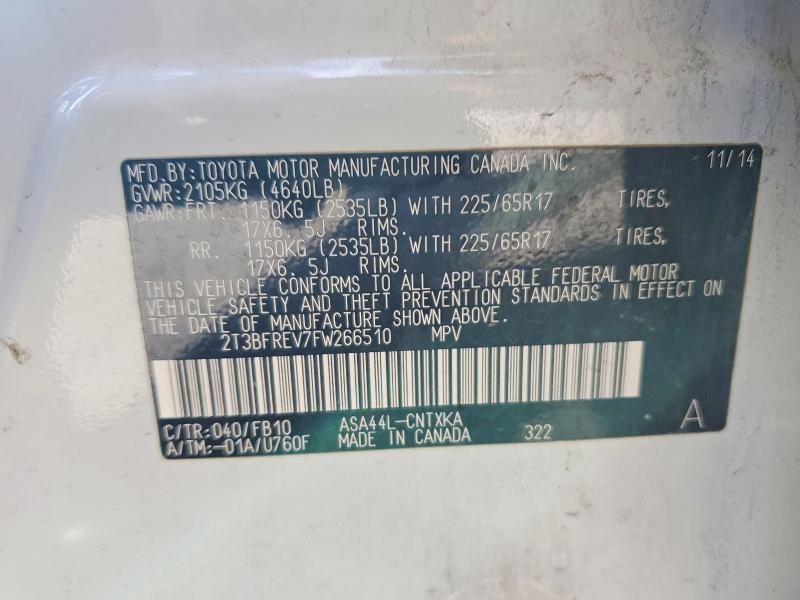 2015 Toyota Rav4 მანქანა იყიდება აუქციონზე, vin: 2T3BFREV7FW266510, აუქციონის ნომერი: 69205696