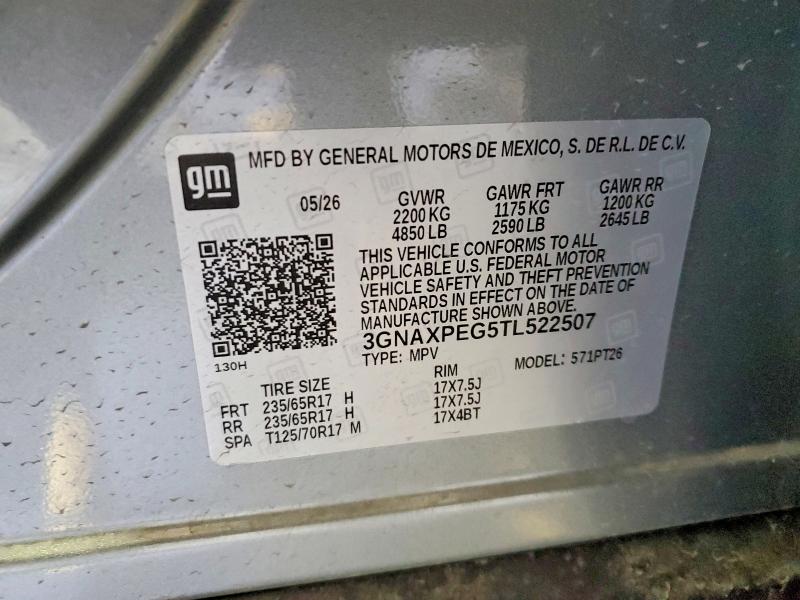 68622786 :رقم المزاد ، 3GNAXPEG5TL522507 vin ، 2026 Chevrolet Equinox مزاد بيع