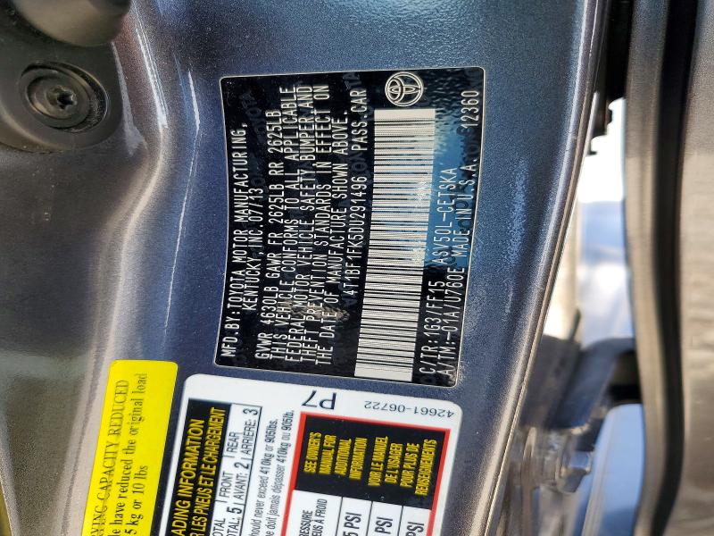 2013 Toyota Camry მანქანა იყიდება აუქციონზე, vin: 4T1BF1FK5DU291496, აუქციონის ნომერი: 68606226