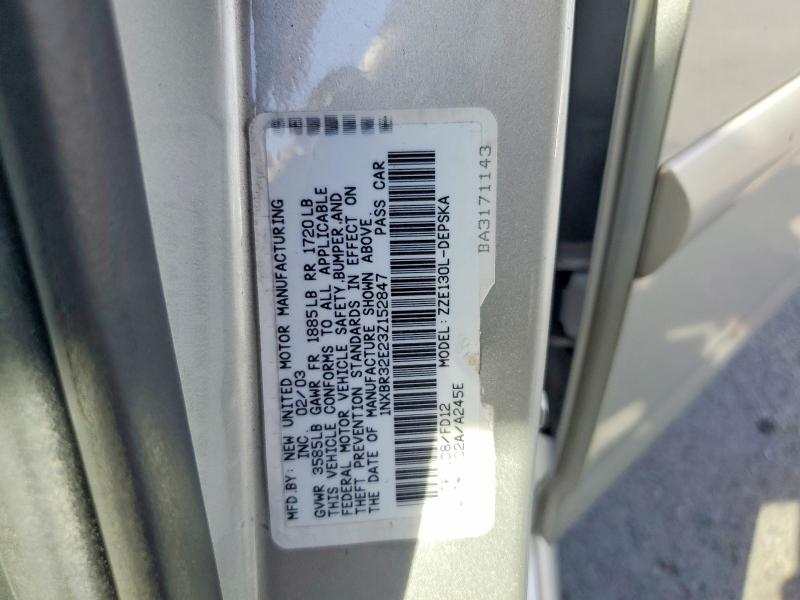 Продажа на аукционе авто 2003 Toyota Corolla, vin: 1NXBR32E23Z152847, номер лота: 70159436