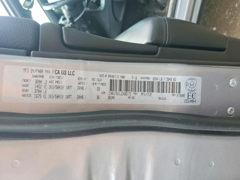 66378426 :رقم المزاد ، 1C4RJFBG1JC493172 vin ، 2018 Jeep Grand Cherokee مزاد بيع