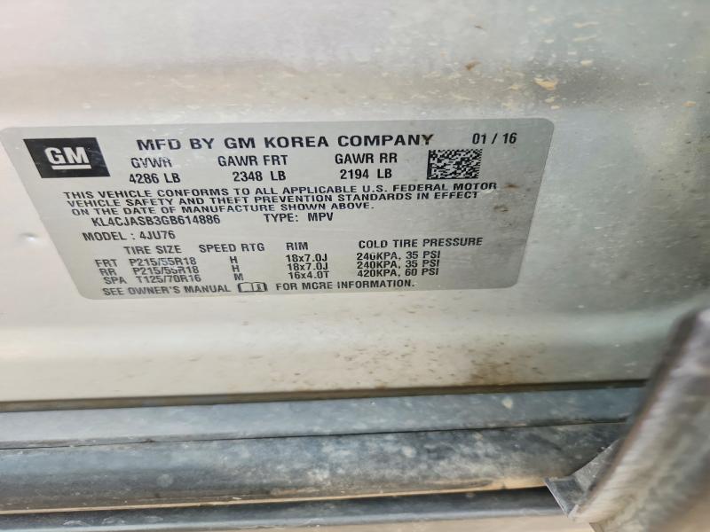 70567896 :رقم المزاد ، KL4CJASB3GB614886 vin ، 2016 Buick Encore مزاد بيع