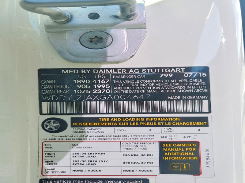 Aukcja sprzedaży 2016 Mercedes-benz Amg Gt, vin: WDDYJ7JAXGA004647, numer aukcji: 68102696
