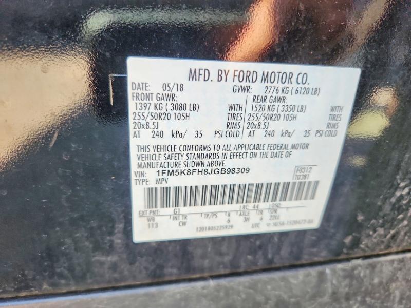 Aukcja sprzedaży 2018 Ford Explorer, vin: 1FM5K8FH8JGB98309, numer aukcji: 66566256