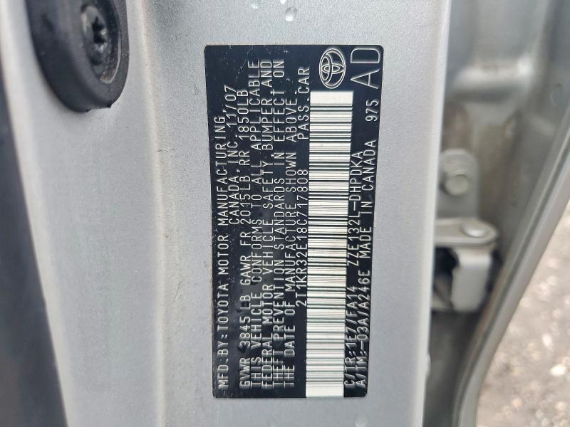 70077656 :رقم المزاد ، 2T1KR32E18C717808 vin ، 2008 Toyota Matrix مزاد بيع