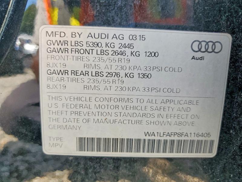 66985916 :رقم المزاد ، WA1LFAFP8FA116405 vin ، 2015 Audi Q5 مزاد بيع