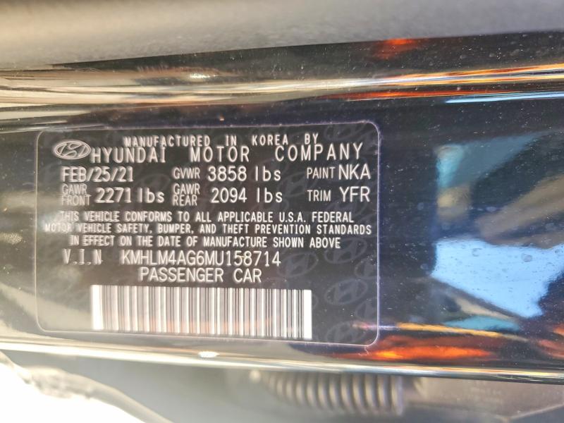68991776 :رقم المزاد ، KMHLM4AG6MU158714 vin ، 2021 Hyundai Elantra مزاد بيع