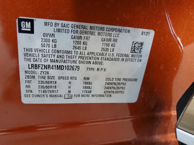 Aukcja sprzedaży 2021 Buick Envision, vin: LRBFZNR41MD102679, numer aukcji: 69752316