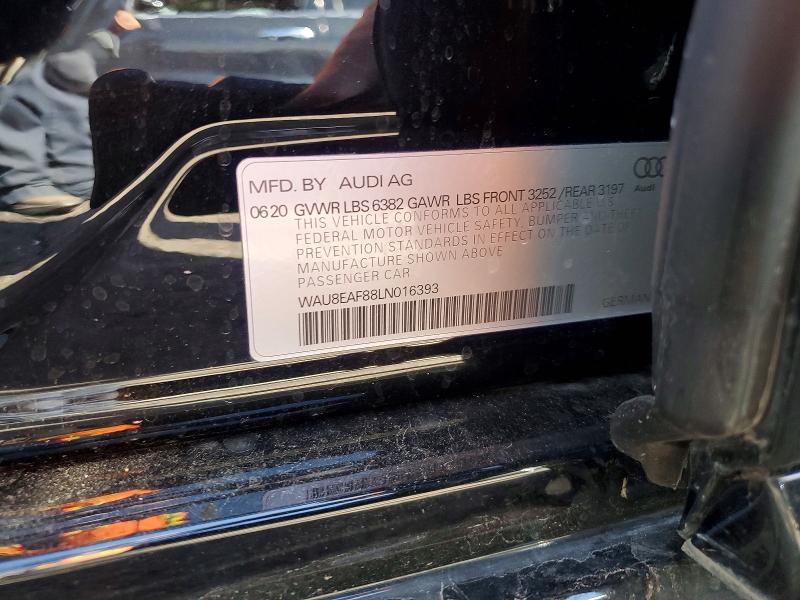 2020 Audi A8 მანქანა იყიდება აუქციონზე, vin: WAU8EAF88LN016393, აუქციონის ნომერი: 66854646