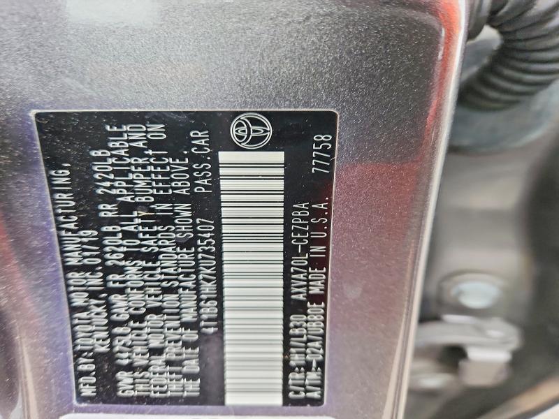 70339746 :رقم المزاد ، 4T1B61HK7KU735407 vin ، 2019 Toyota Camry مزاد بيع