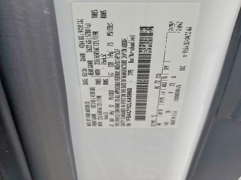 Aukcja sprzedaży 2020 Ford Transit, vin: 1FBAX2Y82LKA59960, numer aukcji: 69239286