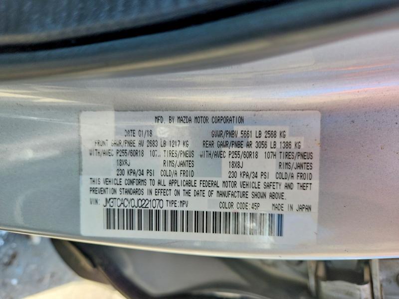 68741156 :رقم المزاد ، JM3TCACY0J0221070 vin ، 2018 Mazda Cx-9 مزاد بيع