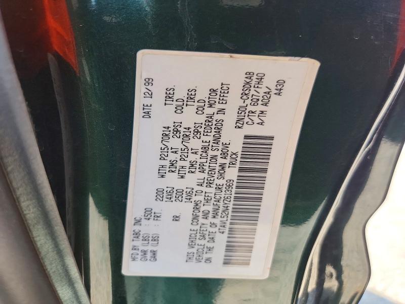 Aukcja sprzedaży 2000 Toyota Tacoma, vin: 4TAVL52N4YZ613969, numer aukcji: 69676926