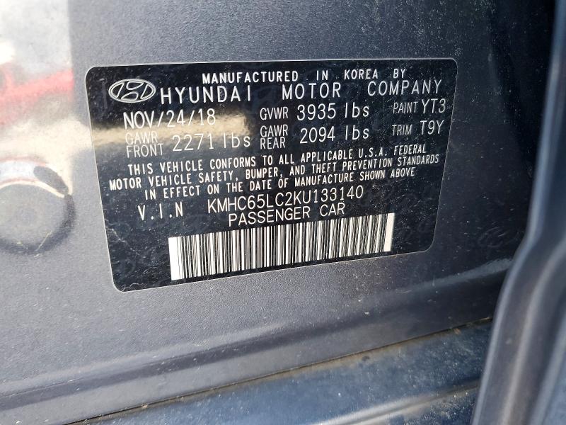 Продажа на аукционе авто 2019 Hyundai Ioniq, vin: KMHC65LC2KU133140, номер лота: 70722966