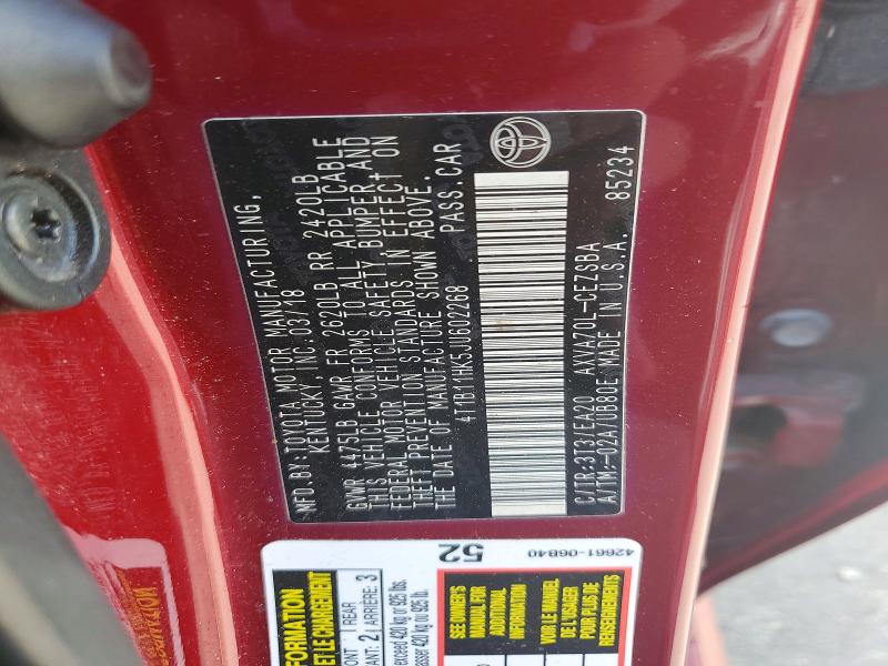 Продаж на аукціоні авто 2018 Toyota Camry, vin: 4T1B11HK5JU602268, номер лоту: 70020856