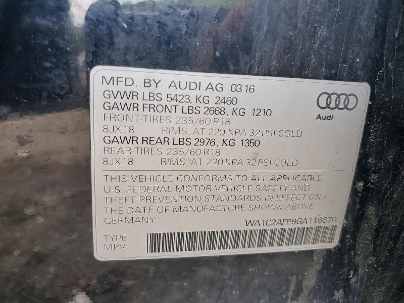 Aukcja sprzedaży 2016 Audi Q5, vin: WA1C2AFP9GA116670, numer aukcji: 67720676