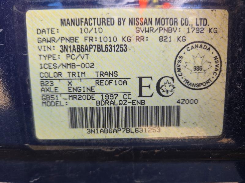 Продажа на аукционе авто 2011 Nissan Sentra, vin: 3N1AB6AP7BL631253, номер лота: 68404196