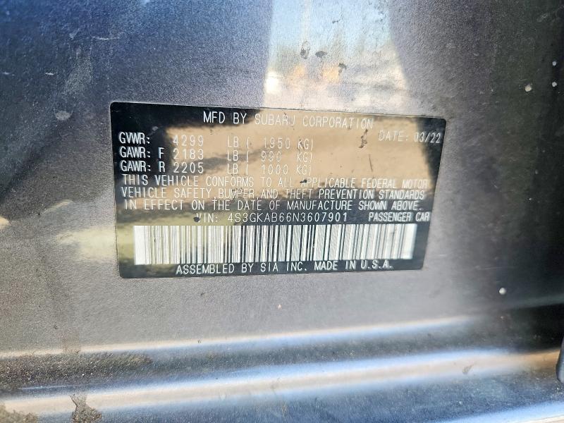 2022 Subaru Impreza მანქანა იყიდება აუქციონზე, vin: 4S3GKAB66N3607901, აუქციონის ნომერი: 67116956