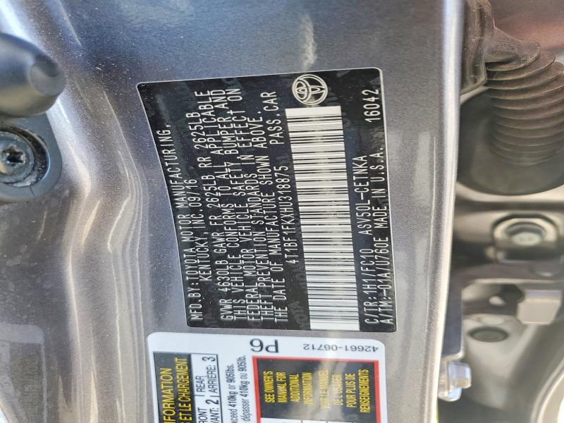 2017 Toyota Camry მანქანა იყიდება აუქციონზე, vin: 4T1BF1FKXHU318875, აუქციონის ნომერი: 67398086
